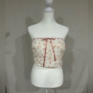 Altar’d State NWOT Coquette Crop Floral Rosebud Print Top